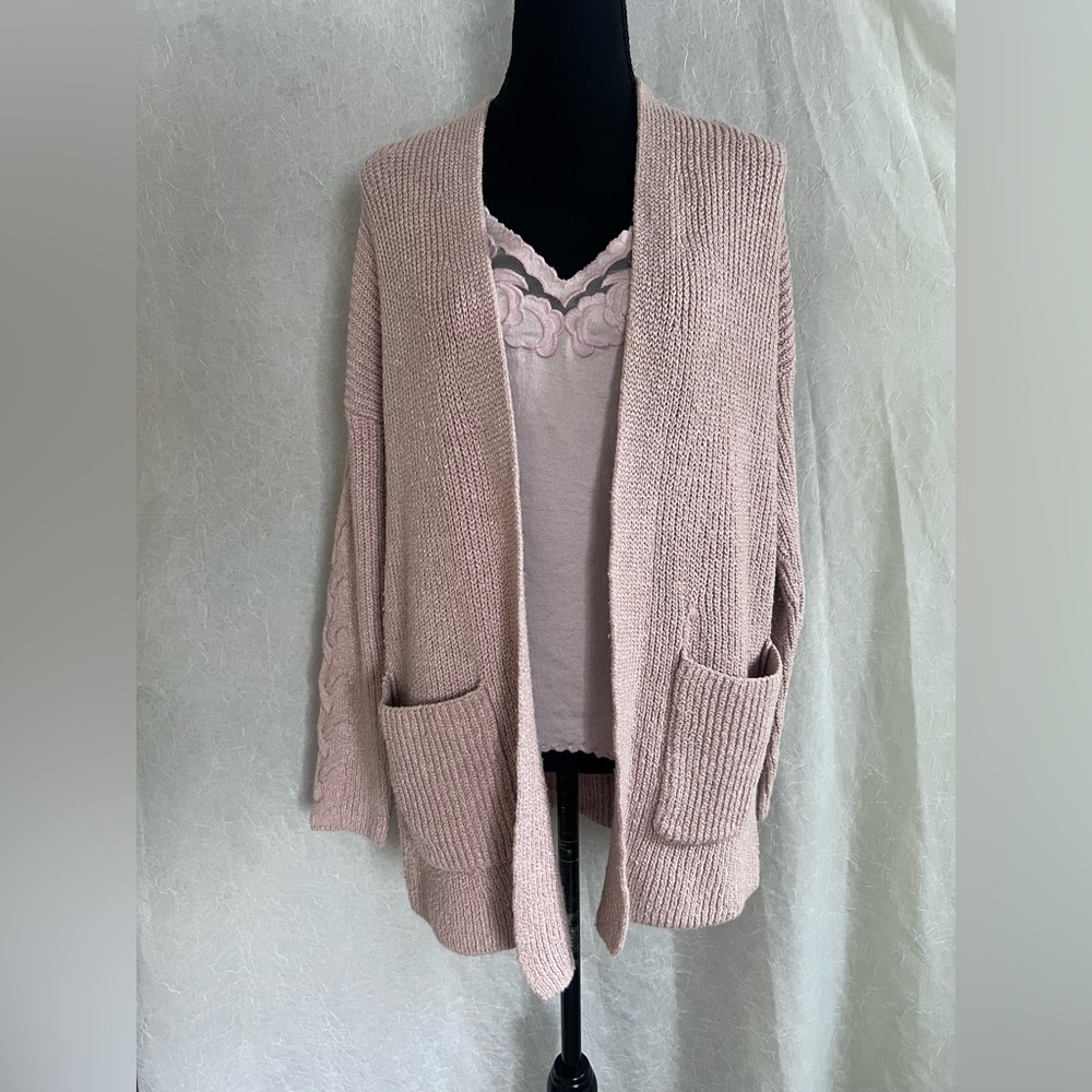 Lucky Brand pink Open-Front knit Cardigan